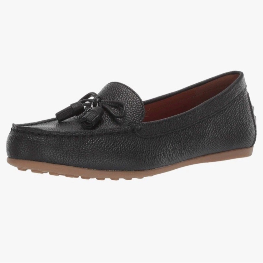 COACH Minna Solid Black Leather Moccasin Driver Loafer Tassel Size 8.5 (S746) - Picture 2 of 11